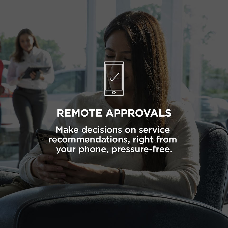 Certified Service customer performing remote approvals on her phone