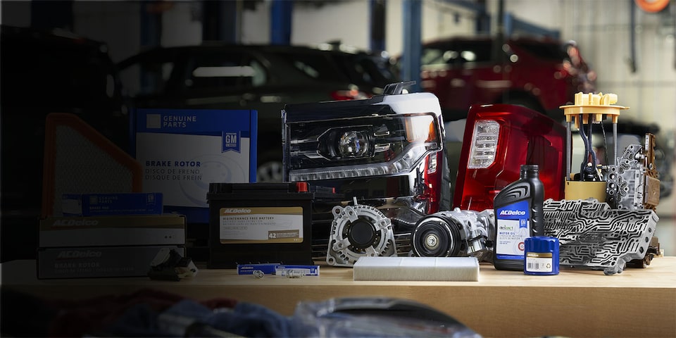 GM Genuine Parts, ACDelco Gold Battery, and ACDelco oils.