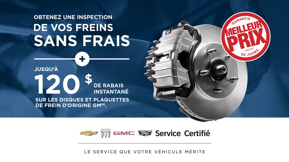 Inspection des freins sans frais et jusqu'à 120 $ d'économies