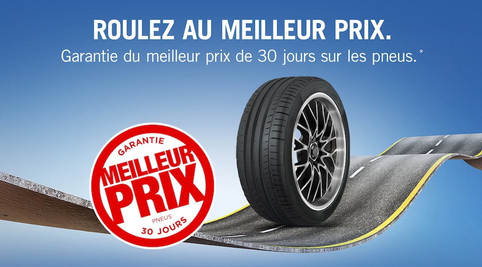 Bannière promotionnelle Mon Service Certifié montrant un pneu roulant sur une surface routière.