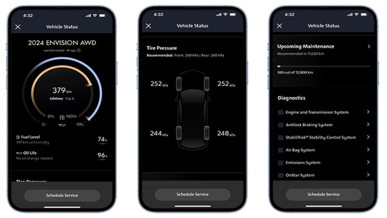 Vehicle Health Check information being displayed in a smartphone.